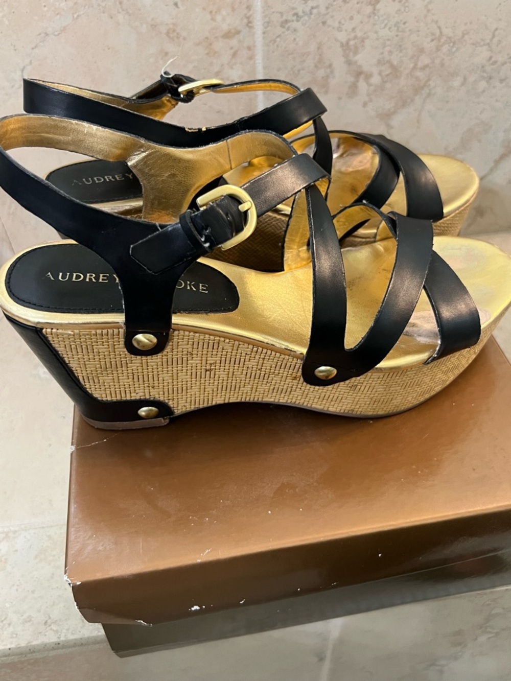 Black Platform sandals with studs